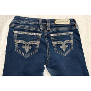 Rock Revival Amanda Easy Boot Denim Jeans Sz 28 Dark Wash ACTUAL 32 x 30